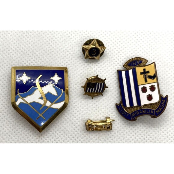 Vintage Lot of 5 Military Pin Coast Guard ROTC Gold Tone Lapel Pin USO - Picture 1 of 10